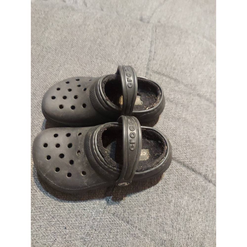 CROCS DUAL COMFORT Lined Size US Kids Sz 9 Light Black - Picture 4 of 9